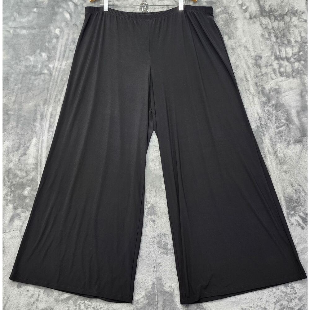 Marina Pants Womens 24W Black Pull On‎ High Rise Wide Leg Palazzo Stretch Casual